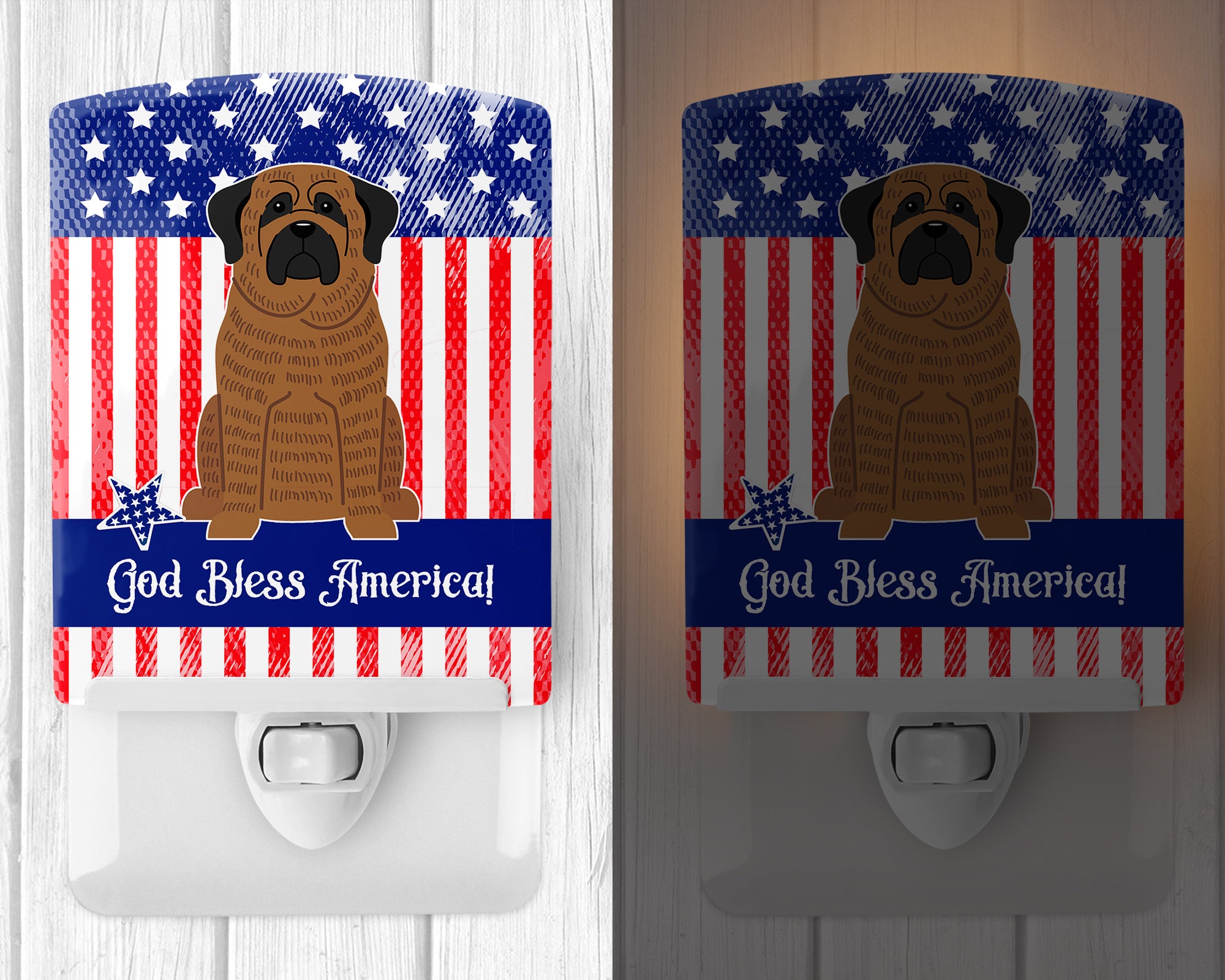 Patriotic USA Mastiff Brindle Ceramic Night Light BB3010CNL - the-store.com