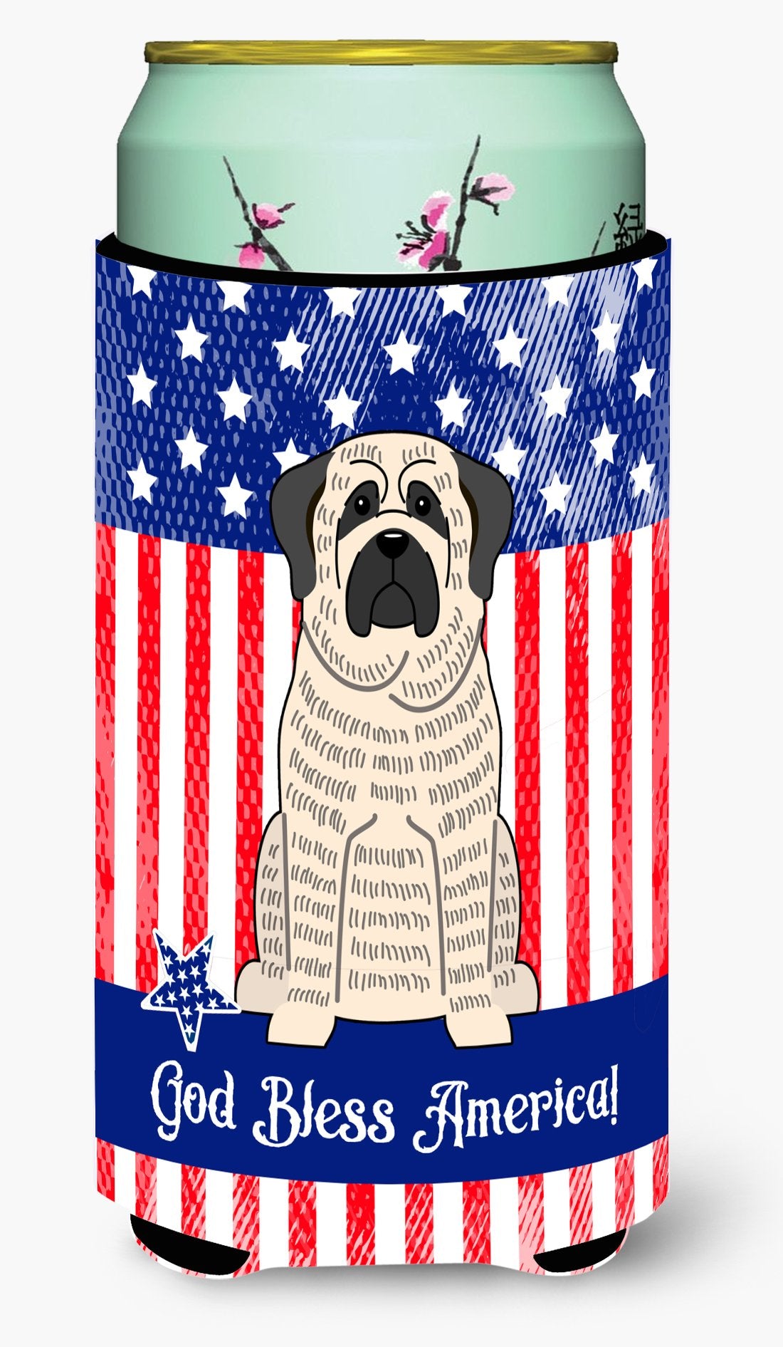 Patriotic USA Mastiff Brindle White Tall Boy Beverage Insulator Hugger by Caroline&#39;s Treasures