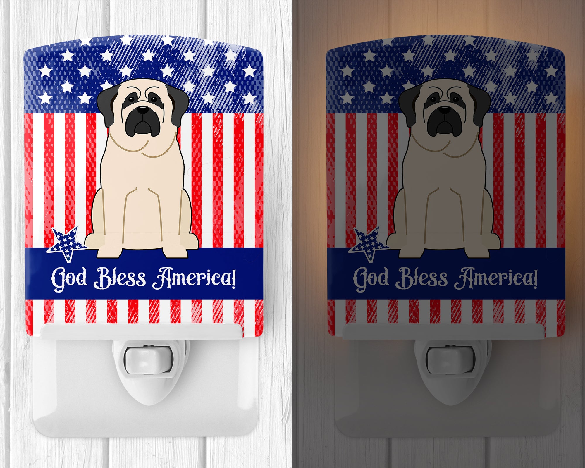 Patriotic USA Mastiff White Ceramic Night Light BB3012CNL - the-store.com