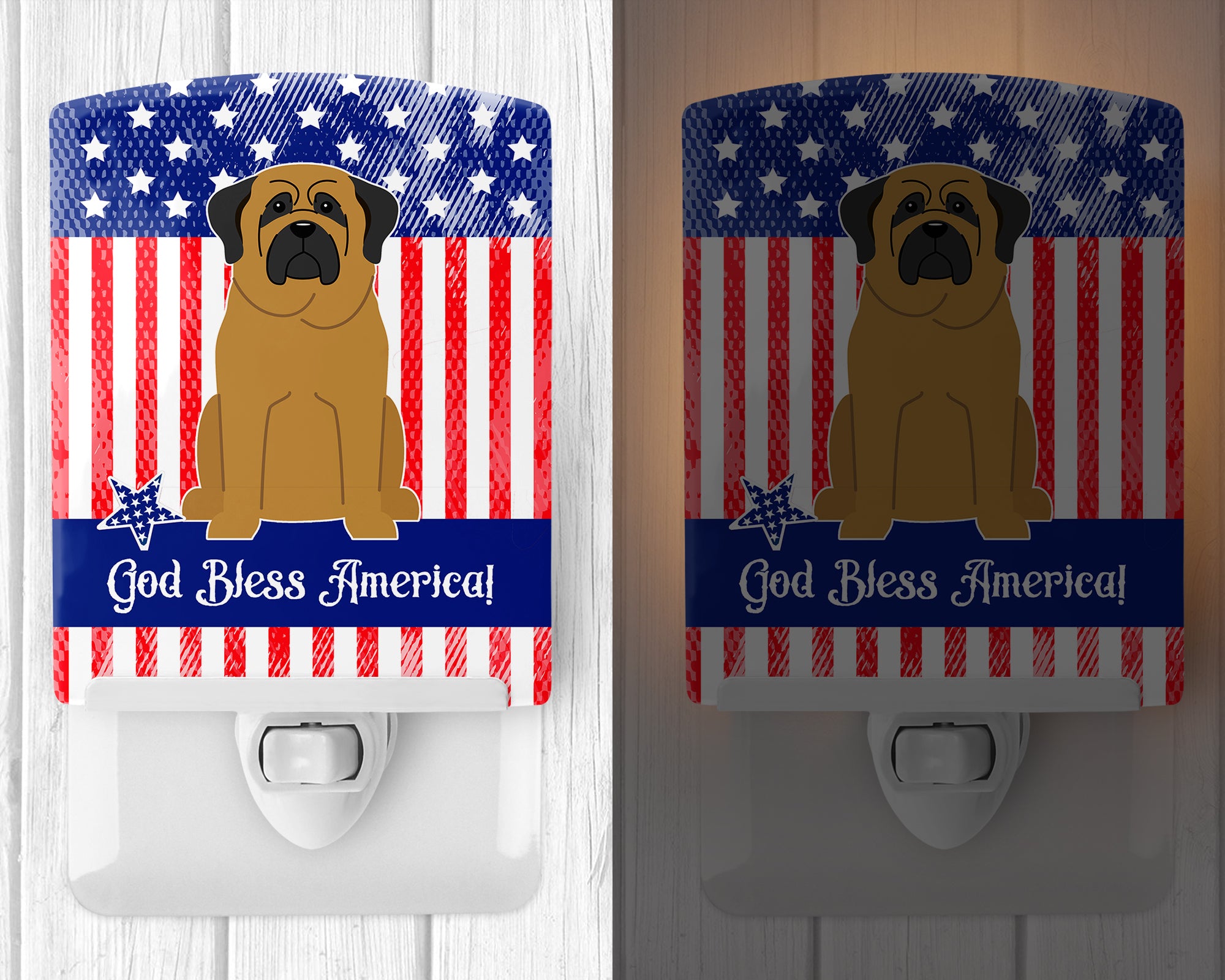 Patriotic USA Mastiff Ceramic Night Light BB3013CNL - the-store.com