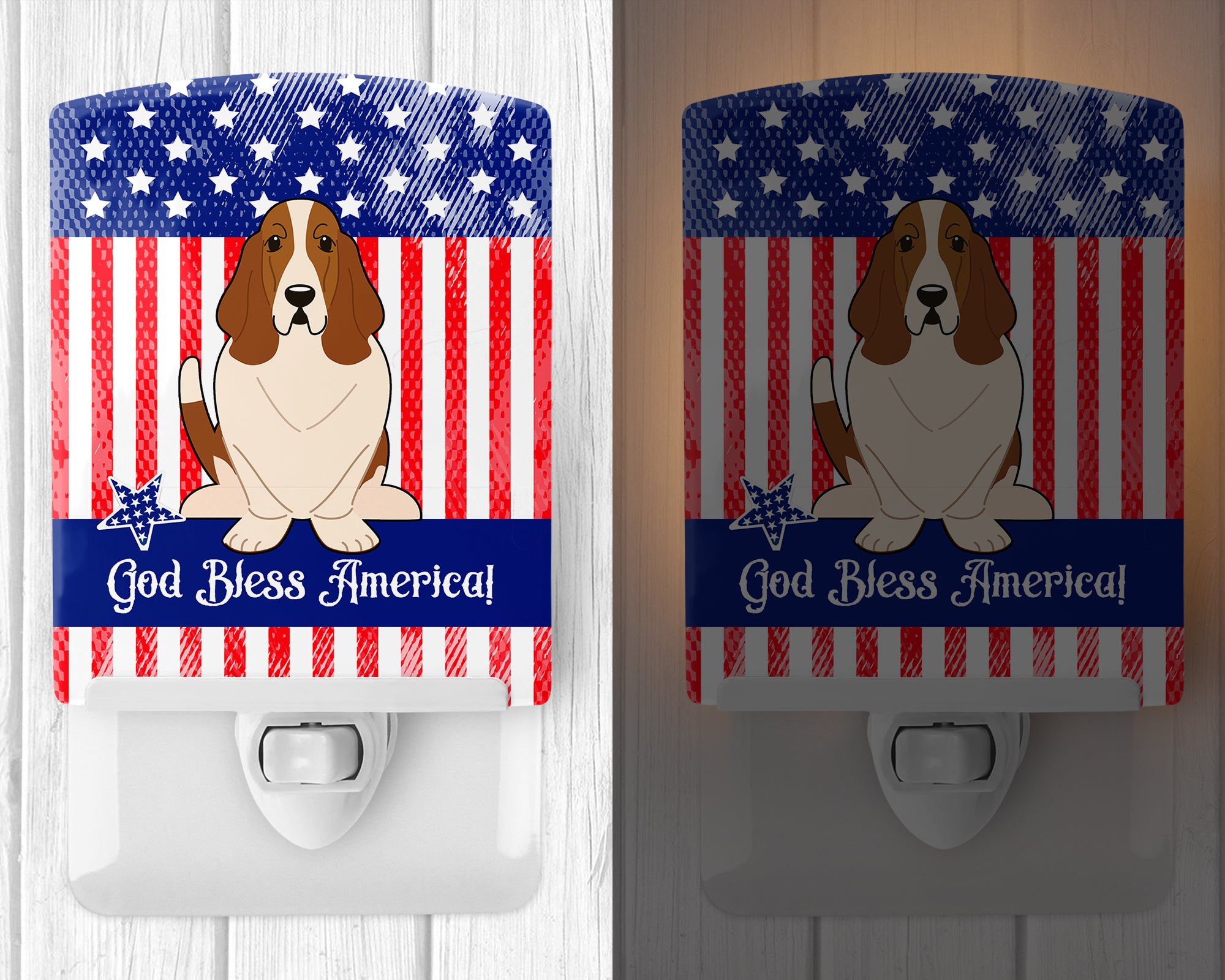 Patriotic USA Basset Hound Ceramic Night Light BB3016CNL - the-store.com