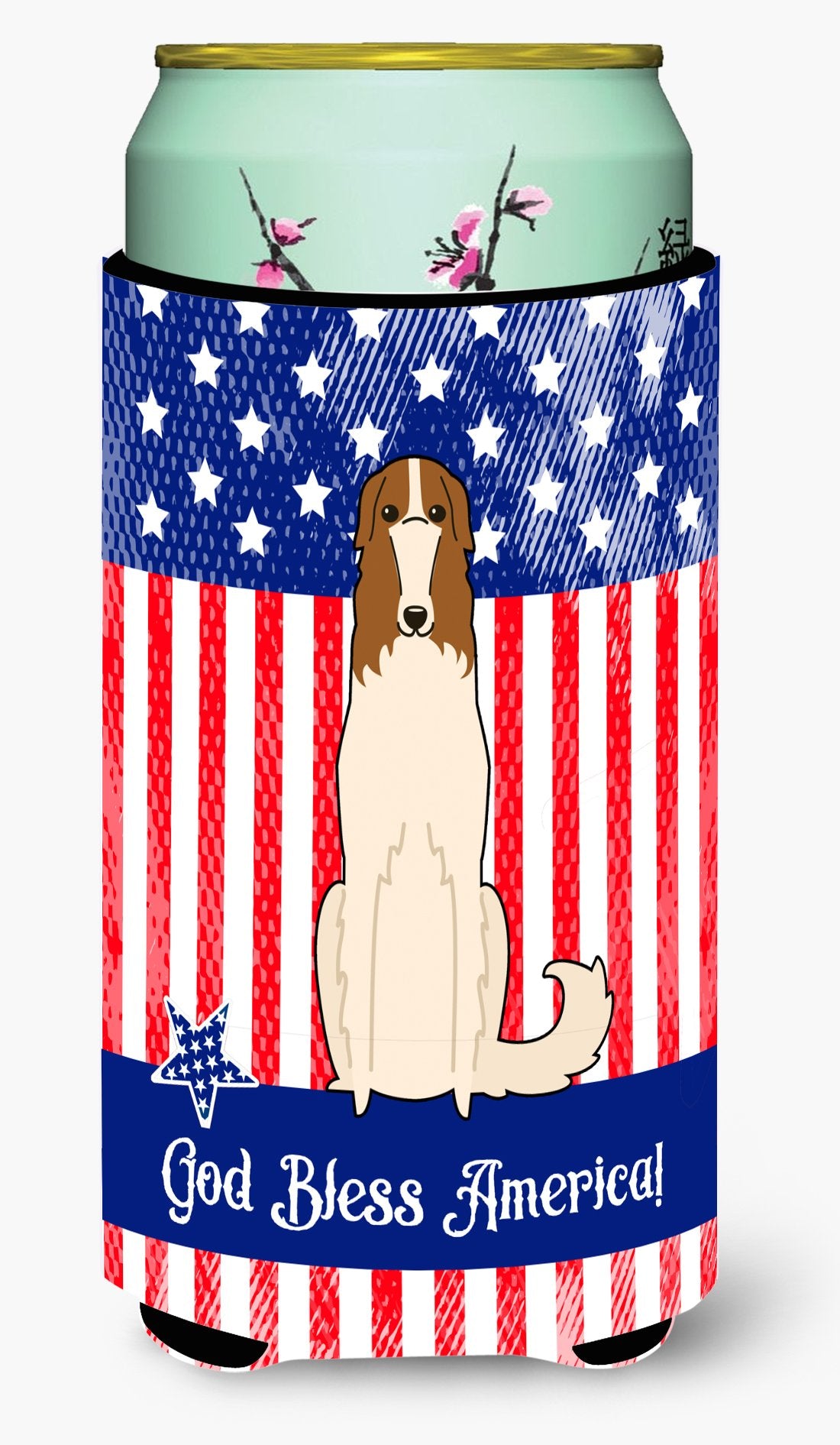 Patriotic USA Borzoi Tall Boy Beverage Insulator Hugger by Caroline's Treasures