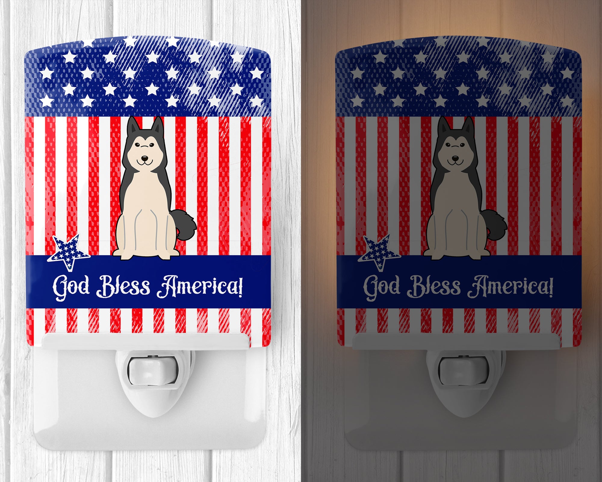 Patriotic USA West Siberian Laika Spitz Ceramic Night Light BB3020CNL - the-store.com