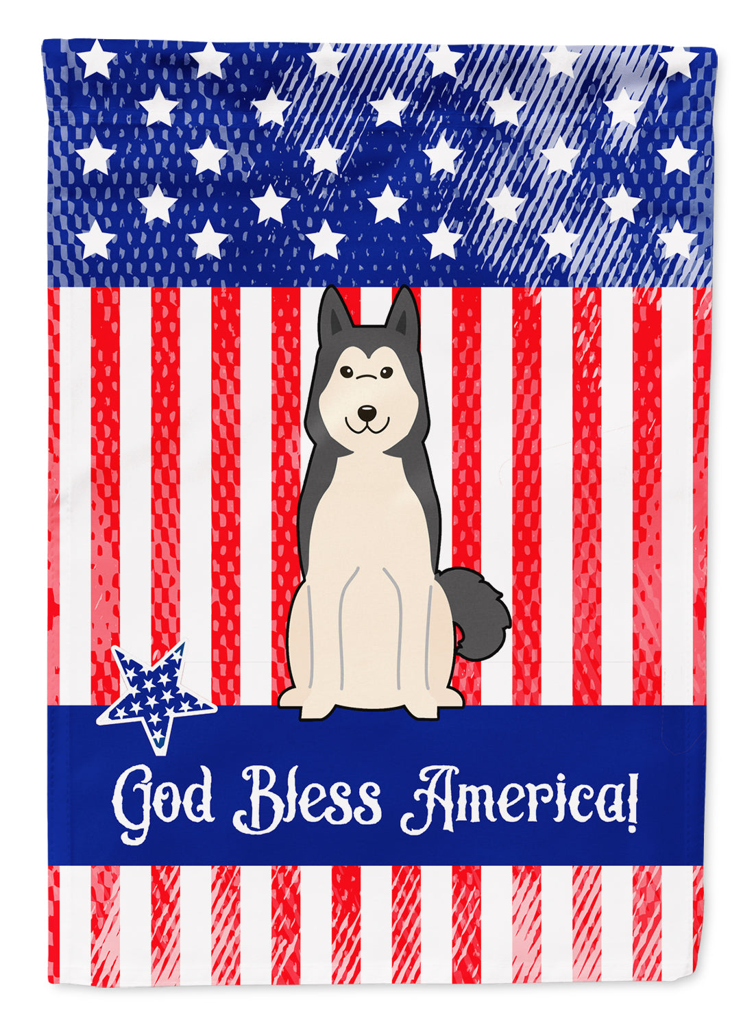 Patriotic USA West Siberian Laika Spitz Flag Garden Size  the-store.com.