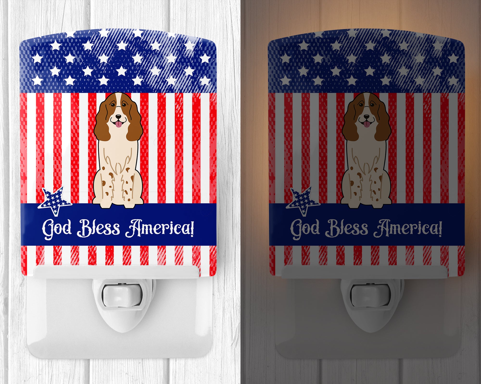 Patriotic USA Russian Spaniel Ceramic Night Light BB3026CNL - the-store.com