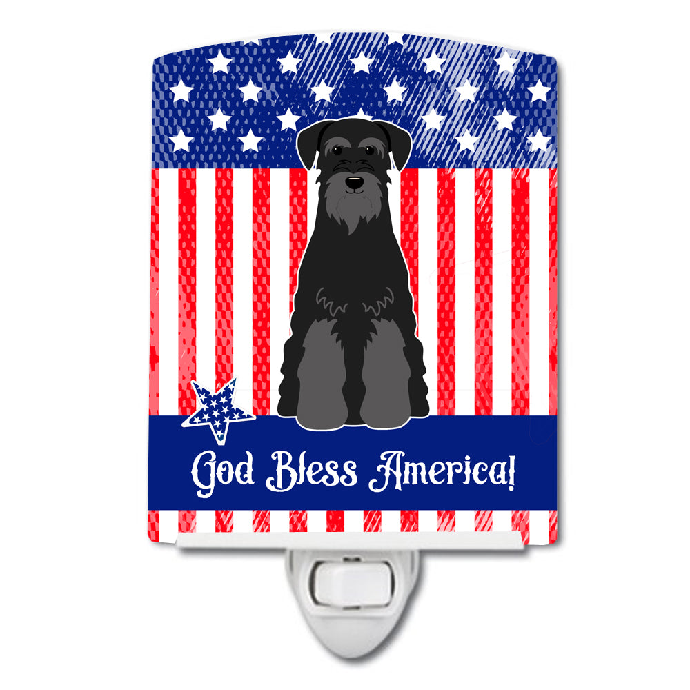 Patriotic USA Standard Schnauzer Black Ceramic Night Light BB3027CNL - the-store.com