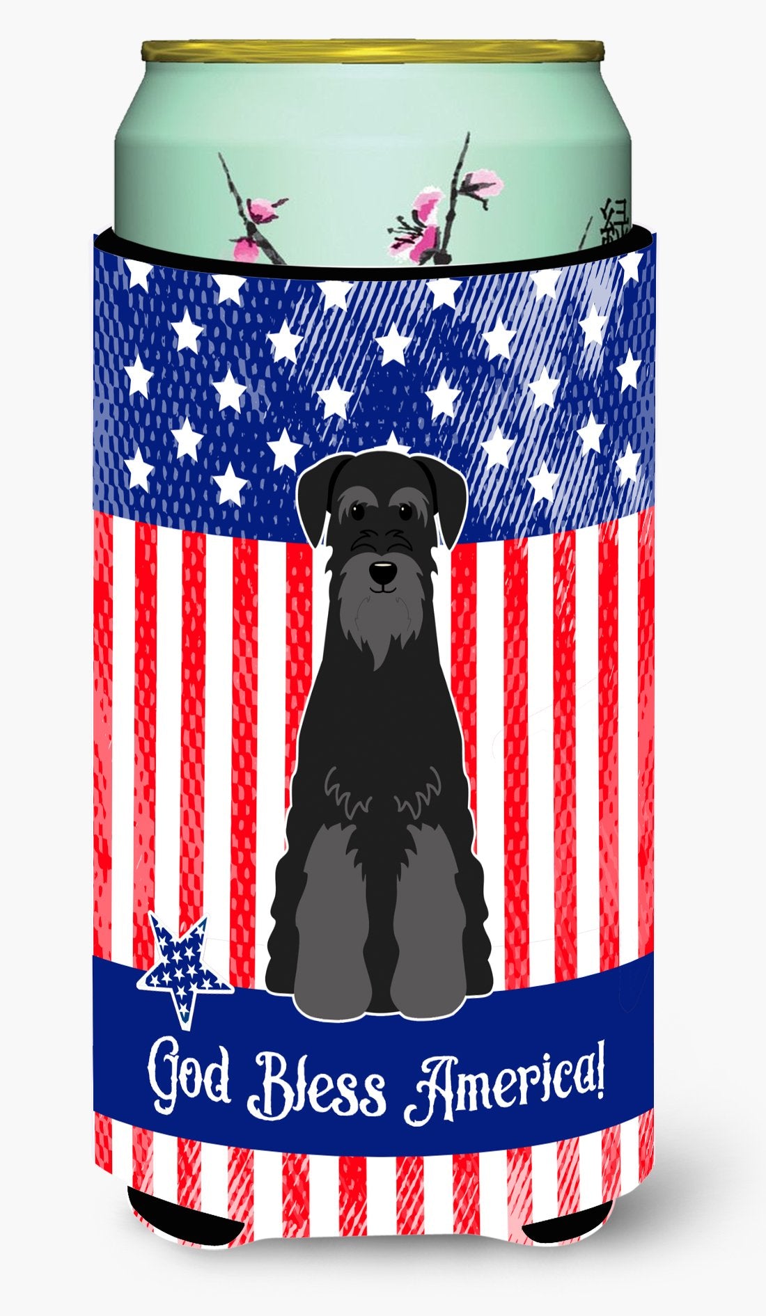 Patriotic USA Standard Schnauzer Black Tall Boy Beverage Insulator Hugger by Caroline's Treasures