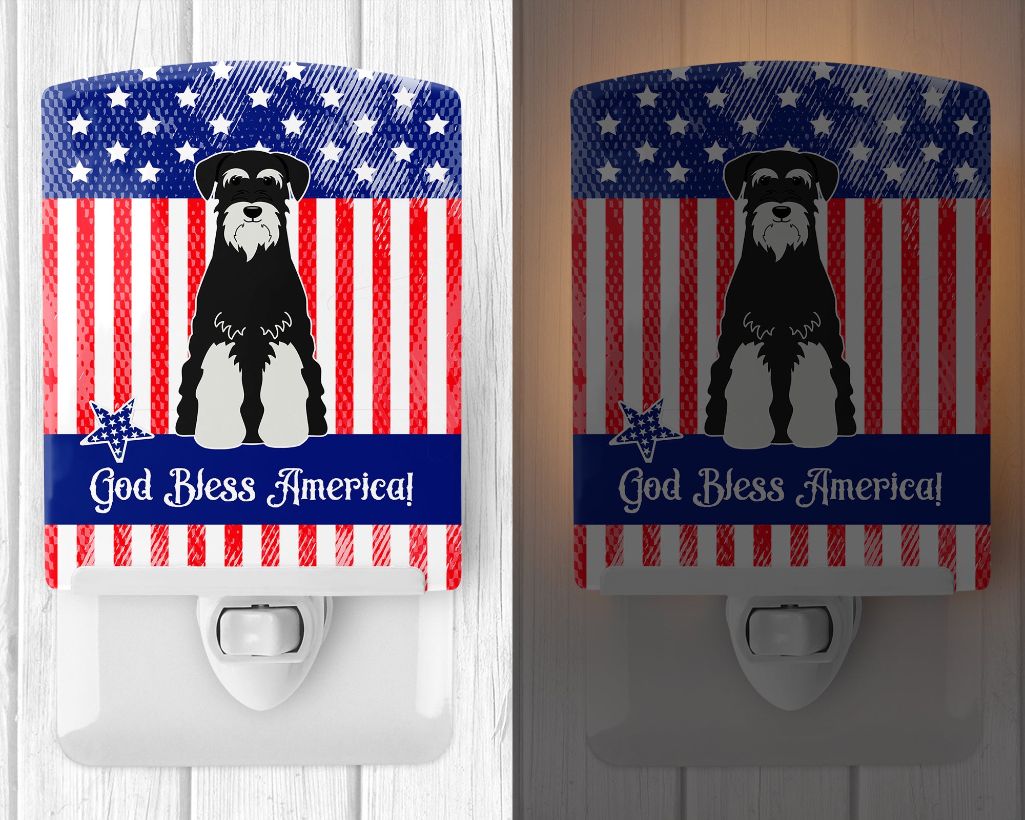 Patriotic USA Standard Schnauzer Salt and Pepper Ceramic Night Light BB3028CNL - the-store.com