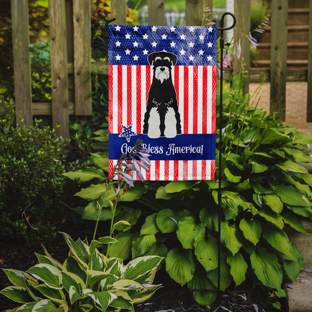 Patriotic USA Standard Schnauzer Salt and Pepper Flag Garden Size  the-store.com.