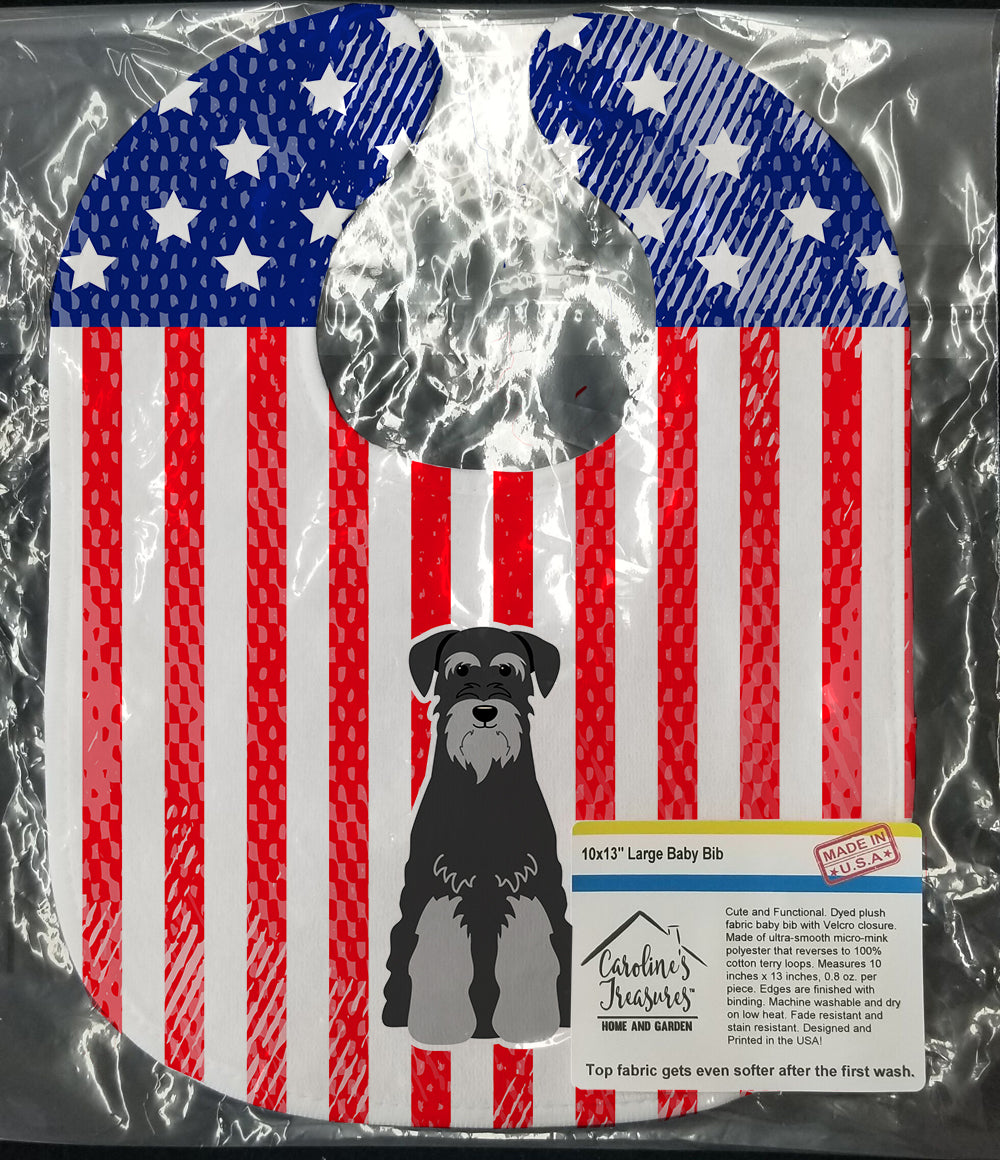 Patriotic USA Standard Schnauzer Black Grey Baby Bib BB3029BIB - the-store.com