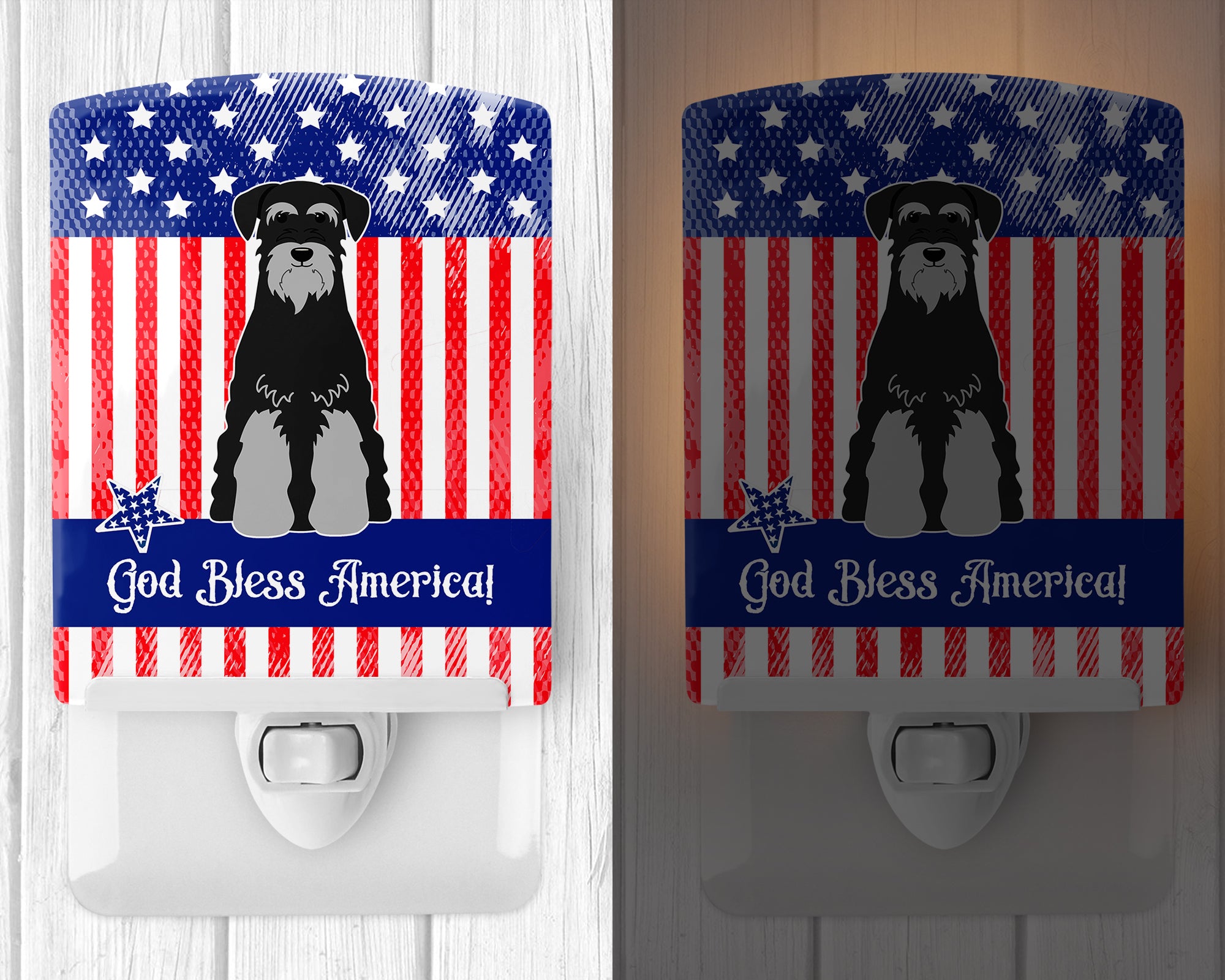 Patriotic USA Standard Schnauzer Black Grey Ceramic Night Light BB3029CNL - the-store.com