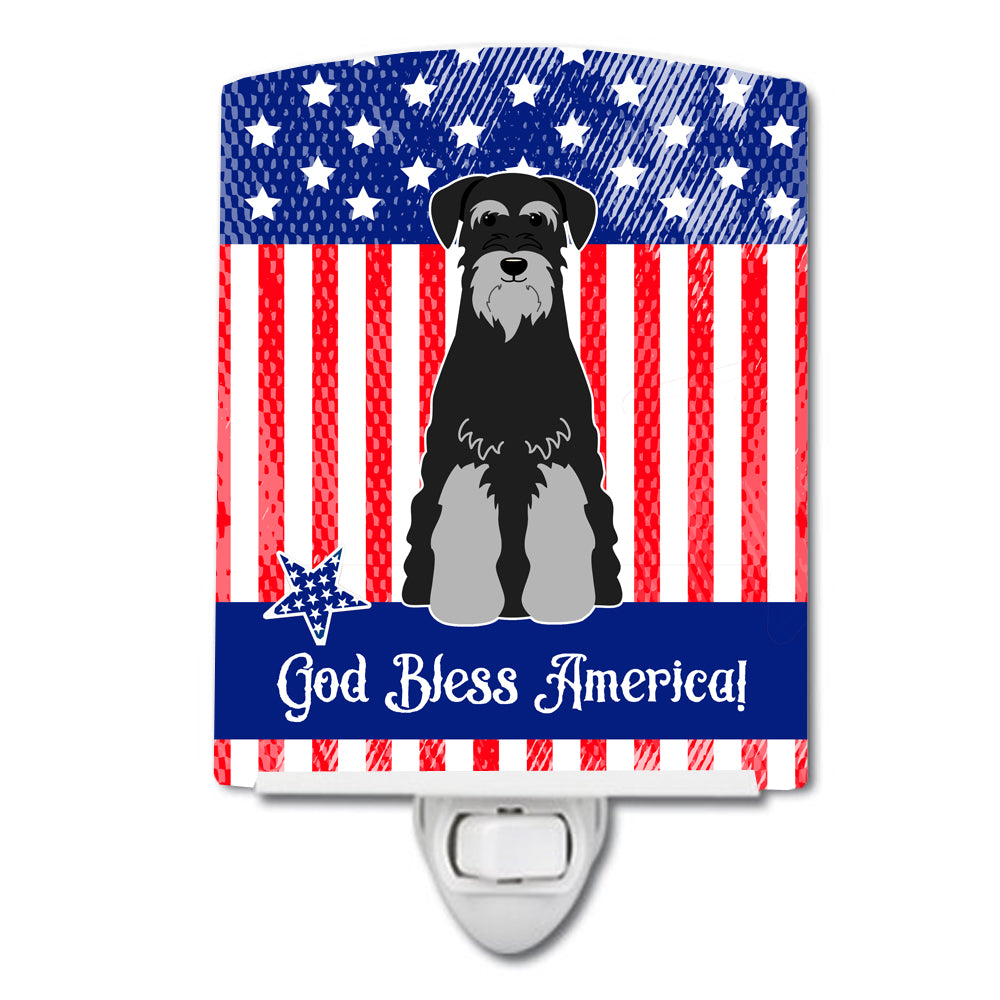 Patriotic USA Standard Schnauzer Black Grey Ceramic Night Light BB3029CNL - the-store.com