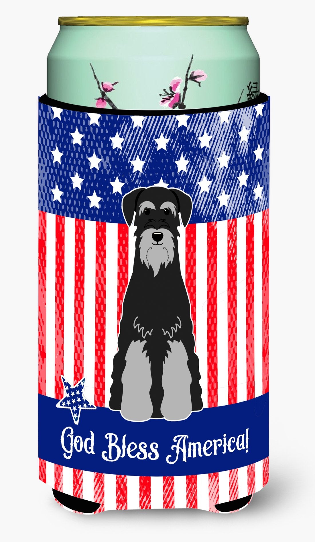 Patriotic USA Standard Schnauzer Black Grey Tall Boy Beverage Insulator Hugger BB3029TBC by Caroline's Treasures