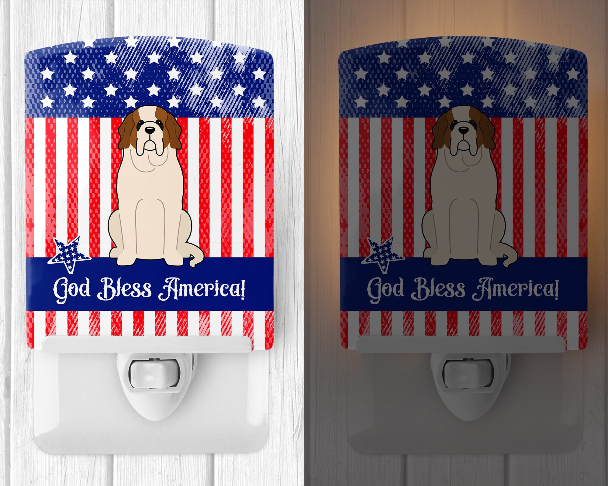 Patriotic USA Saint Bernard Ceramic Night Light BB3030CNL - the-store.com