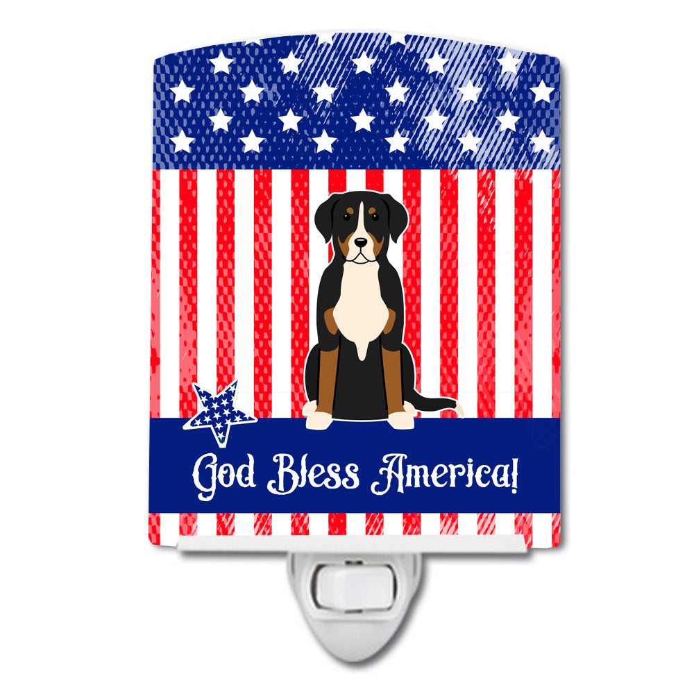 Patriotic USA Greater Swiss Mountain Dog Ceramic Night Light BB3032CNL - the-store.com