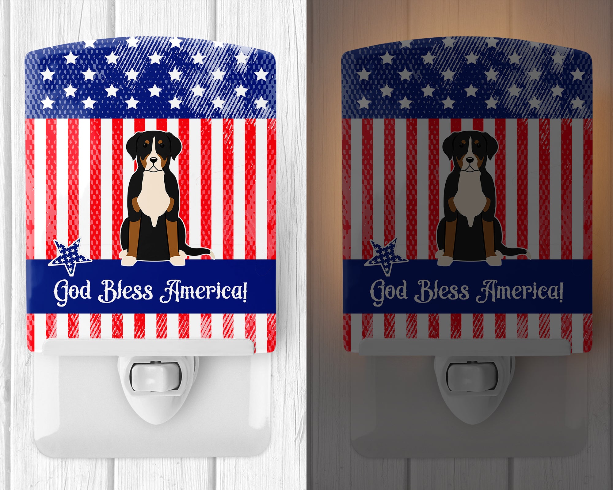 Patriotic USA Greater Swiss Mountain Dog Ceramic Night Light BB3032CNL - the-store.com