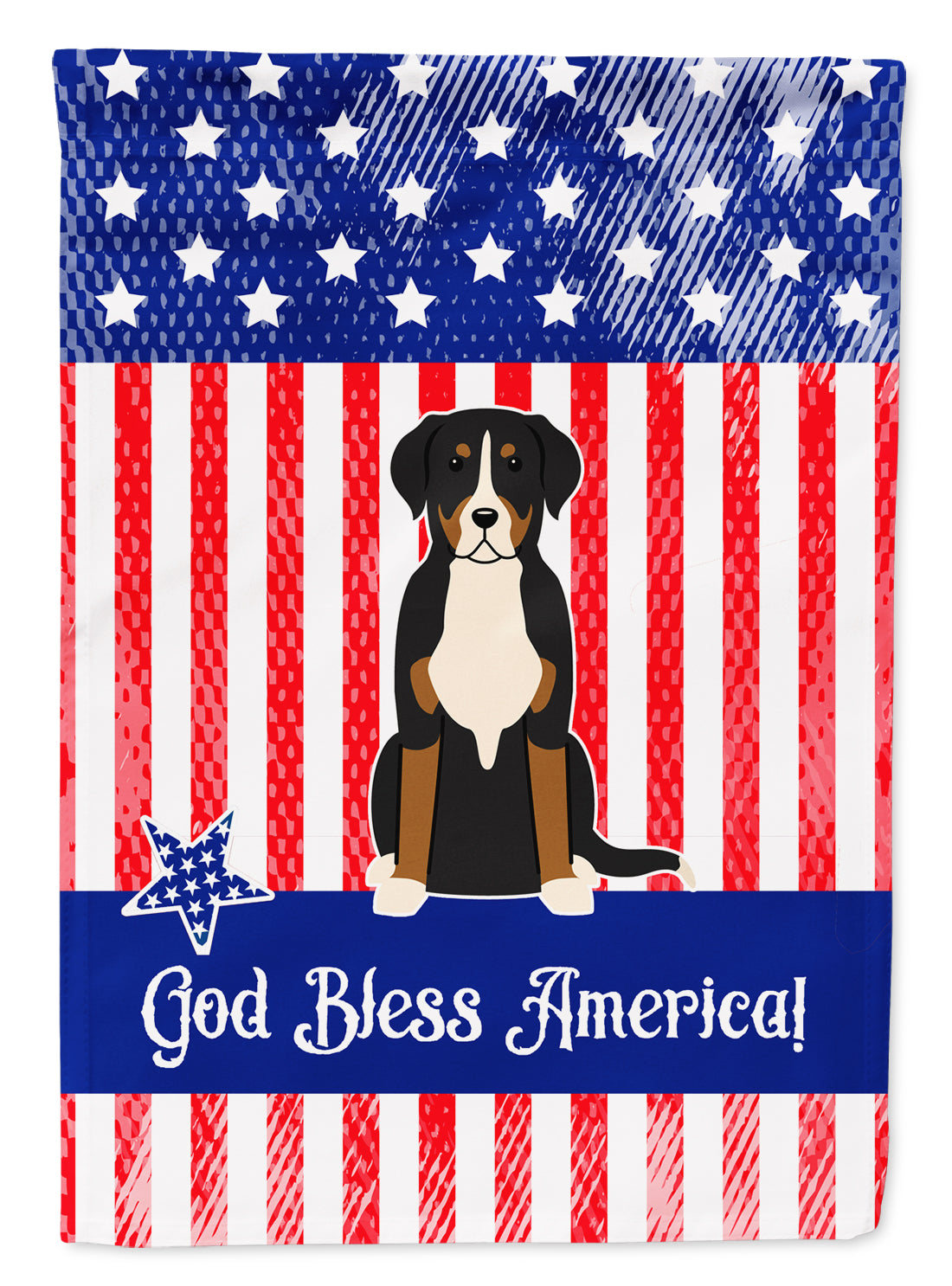 Patriotic USA Greater Swiss Mountain Dog Flag Garden Size  the-store.com.