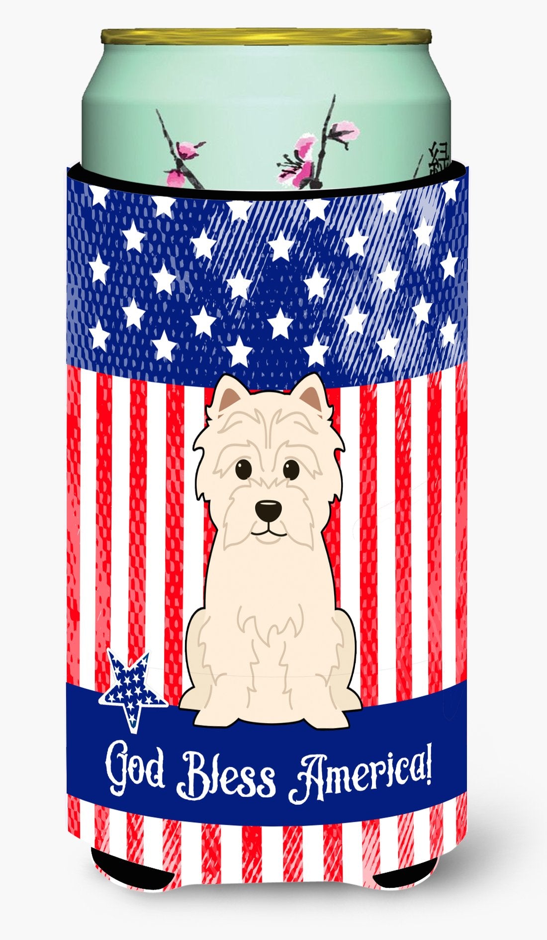 Patriotic USA Westie Tall Boy Beverage Insulator Hugger BB3037TBC by Caroline&#39;s Treasures