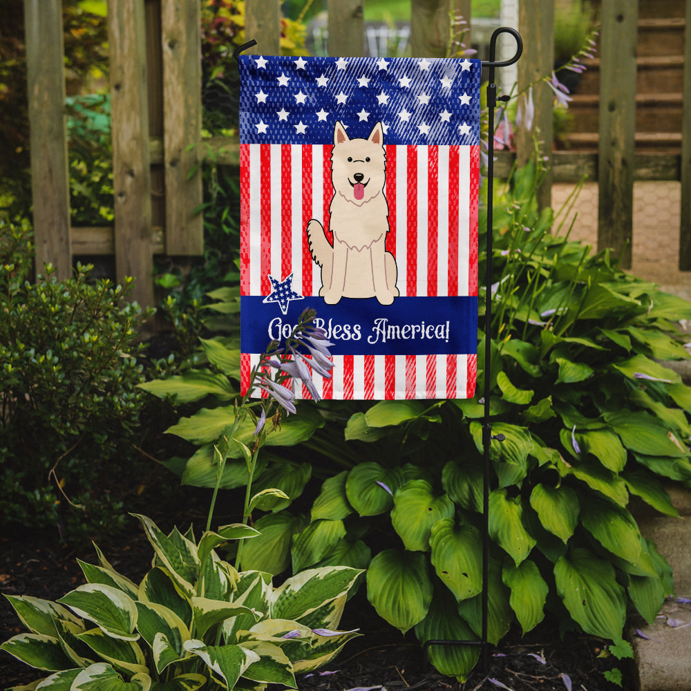 Patriotic USA White German Shepherd Flag Garden Size  the-store.com.