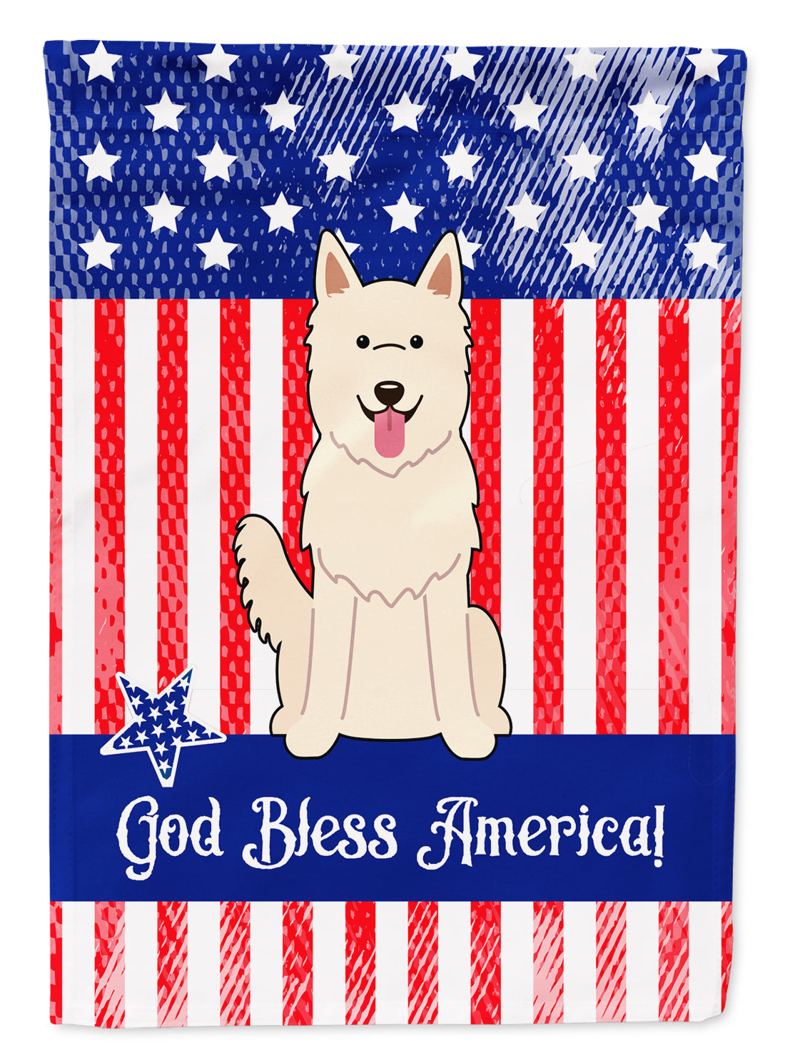 Patriotic USA White German Shepherd Flag Garden Size  the-store.com.