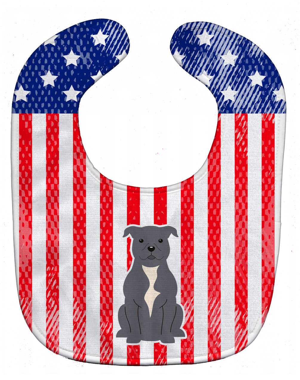 Patriotic USA Staffordshire Bull Terrier Blue Baby Bib BB3041BIB - the-store.com