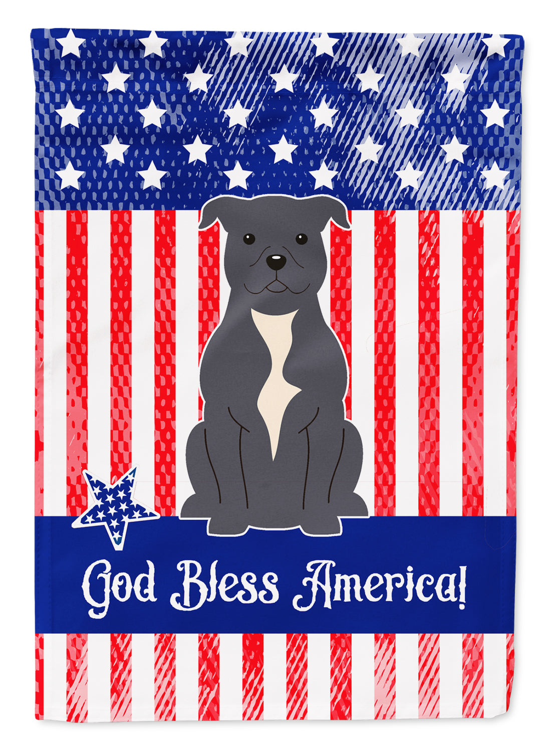 Patriotic USA Staffordshire Bull Terrier Blue Flag Garden Size BB3041GF  the-store.com.