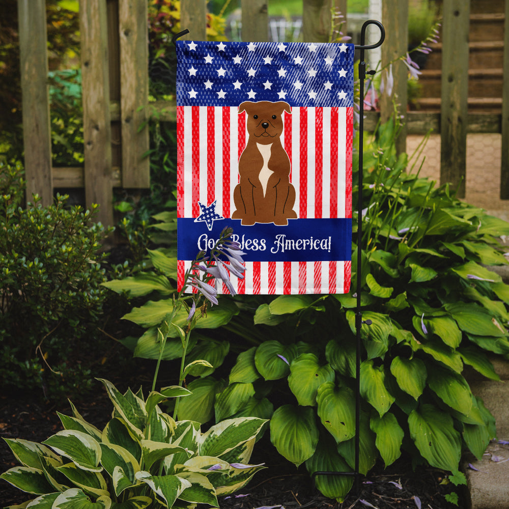 Patriotic USA Staffordshire Bull Terrier Brown Flag Garden Size BB3042GF  the-store.com.