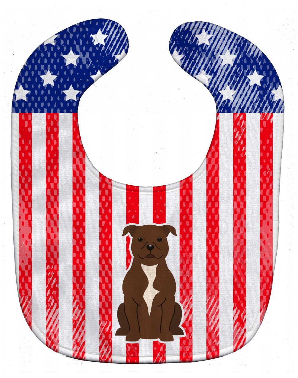 Patriotic USA Staffordshire Bull Terrier Chocolate Baby Bib BB3043BIB - the-store.com