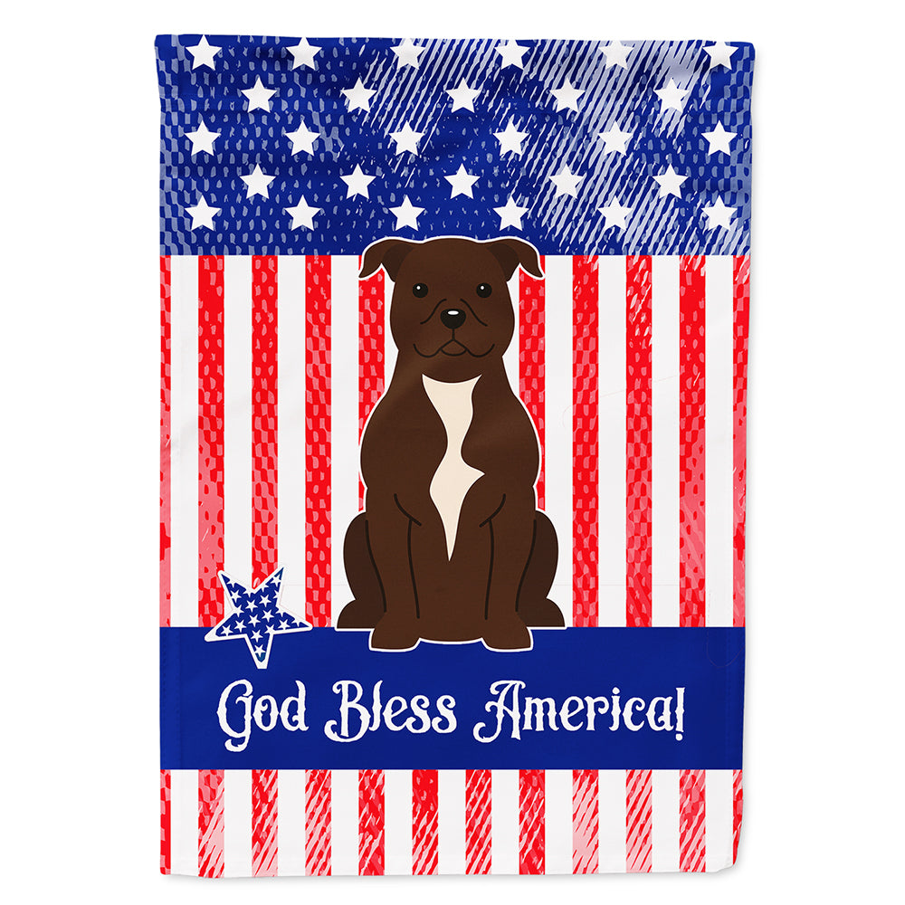 Patriotic USA Staffordshire Bull Terrier Chocolate Flag Canvas House Size  the-store.com.