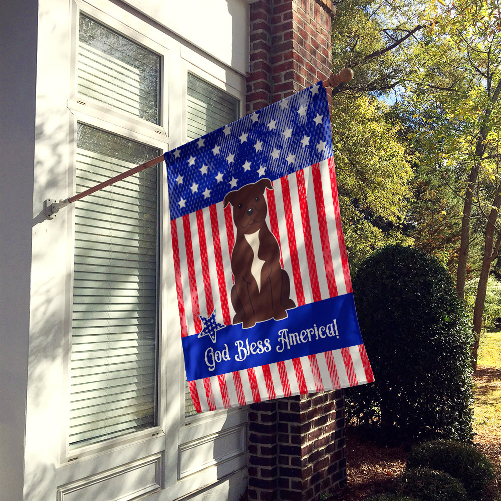 Patriotic USA Staffordshire Bull Terrier Chocolate Flag Canvas House Size  the-store.com.