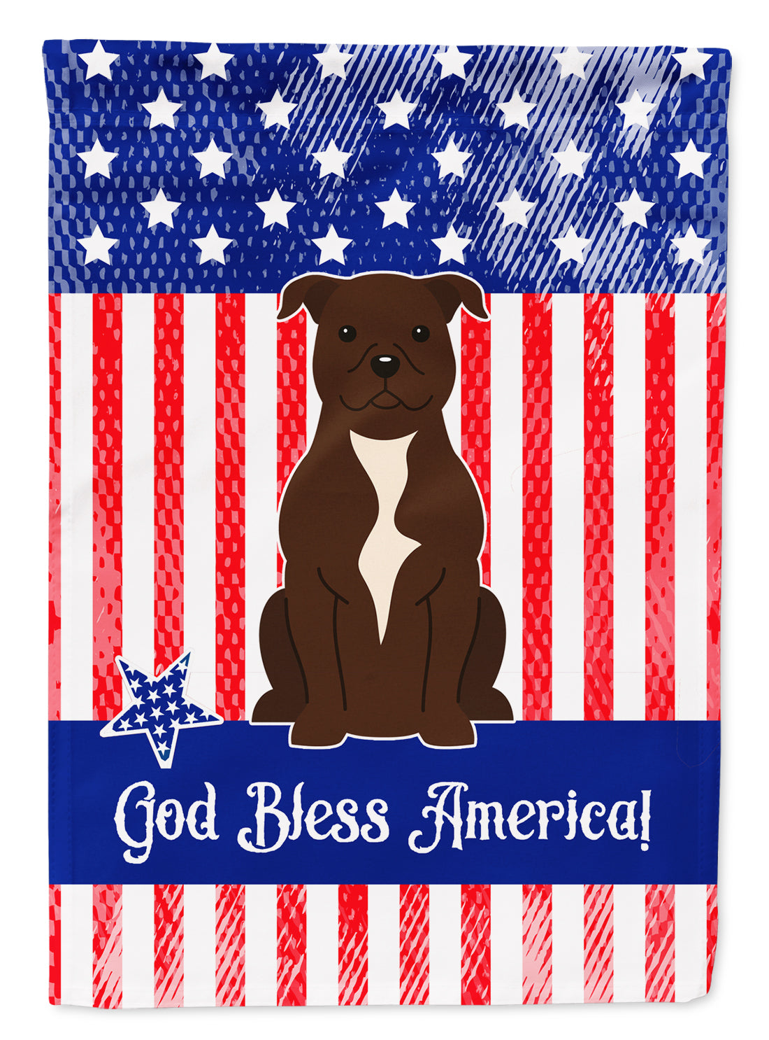 Patriotic USA Staffordshire Bull Terrier Chocolate Flag Garden Size BB3043GF  the-store.com.