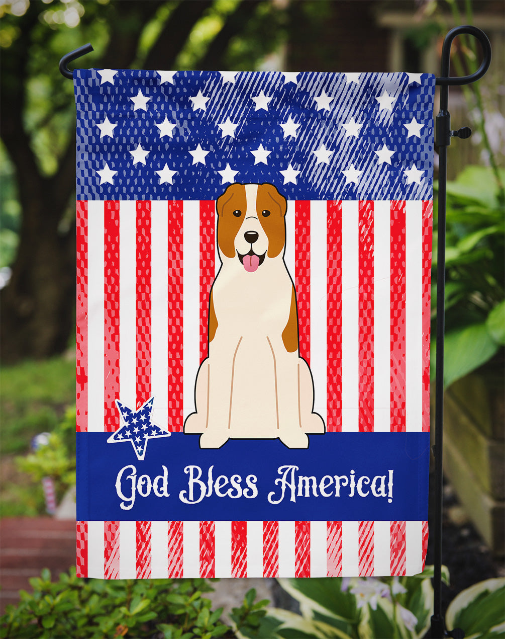 Patriotic USA Central Asian Shepherd Dog Flag Garden Size BB3044GF  the-store.com.