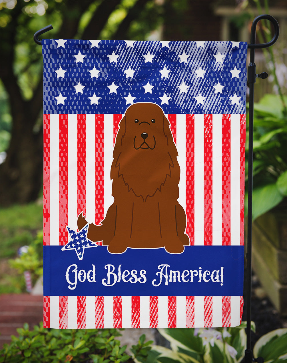 Patriotic USA Caucasian Shepherd Dog Flag Garden Size  the-store.com.