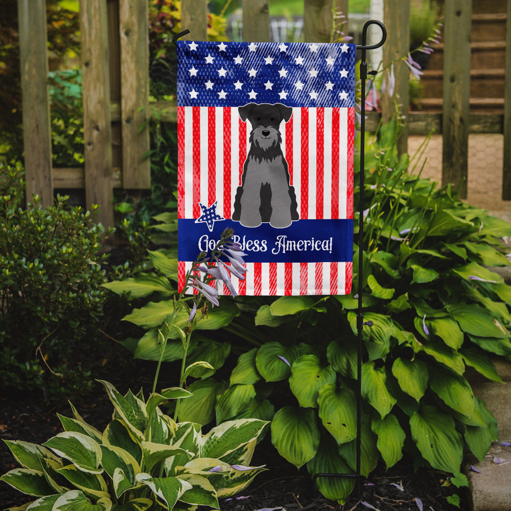 Patriotic USA Miniature Schanuzer Black Silver Flag Garden Size  the-store.com.