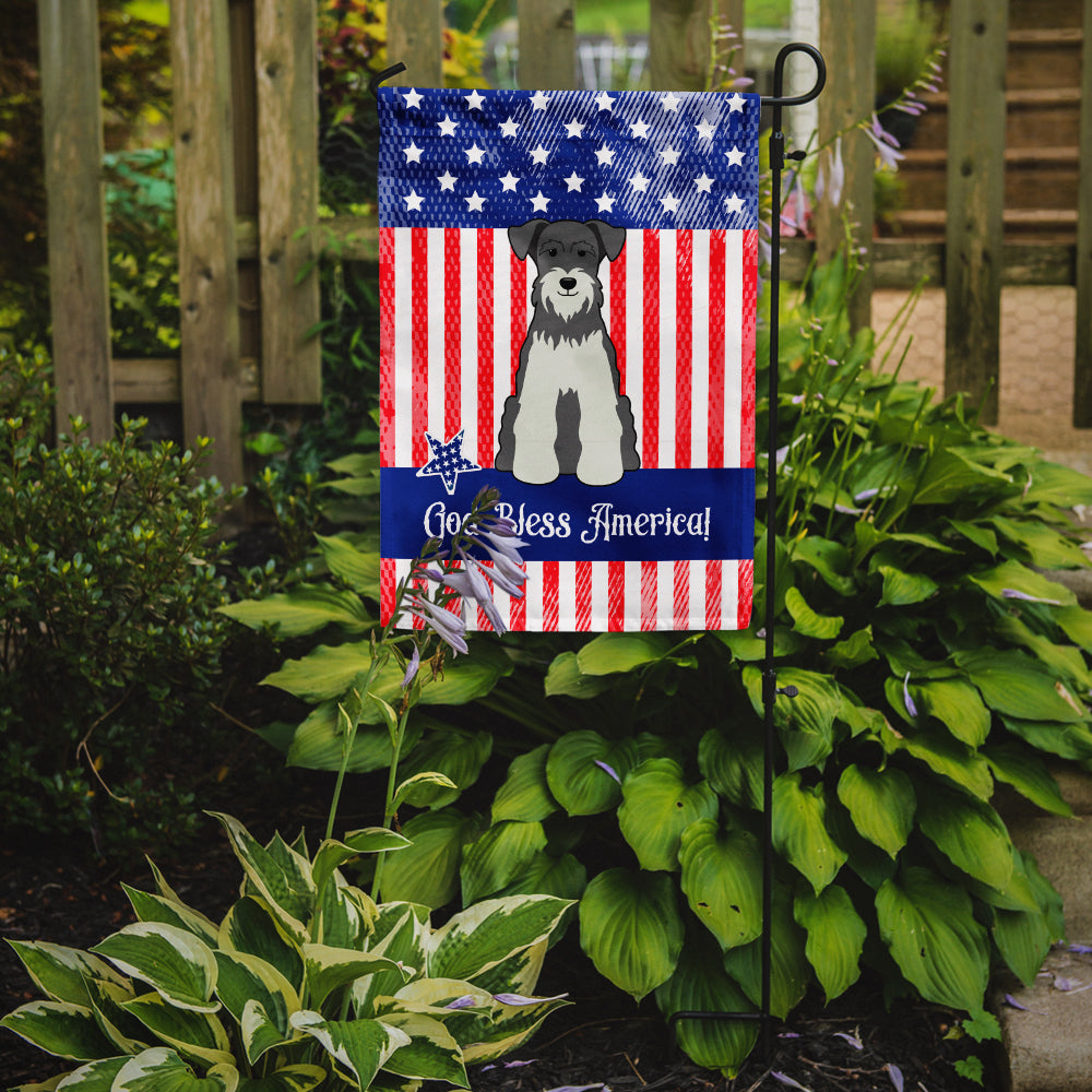 Patriotic USA Miniature Schanuzer Salt and Pepper Flag Garden Size  the-store.com.