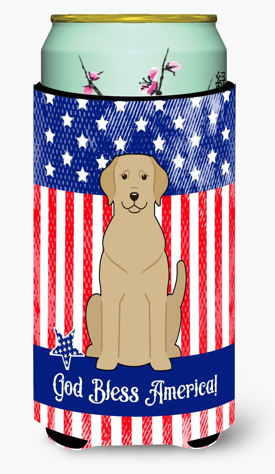 Patriotic USA Yellow Labrador Tall Boy Beverage Insulator Hugger by Caroline's Treasures