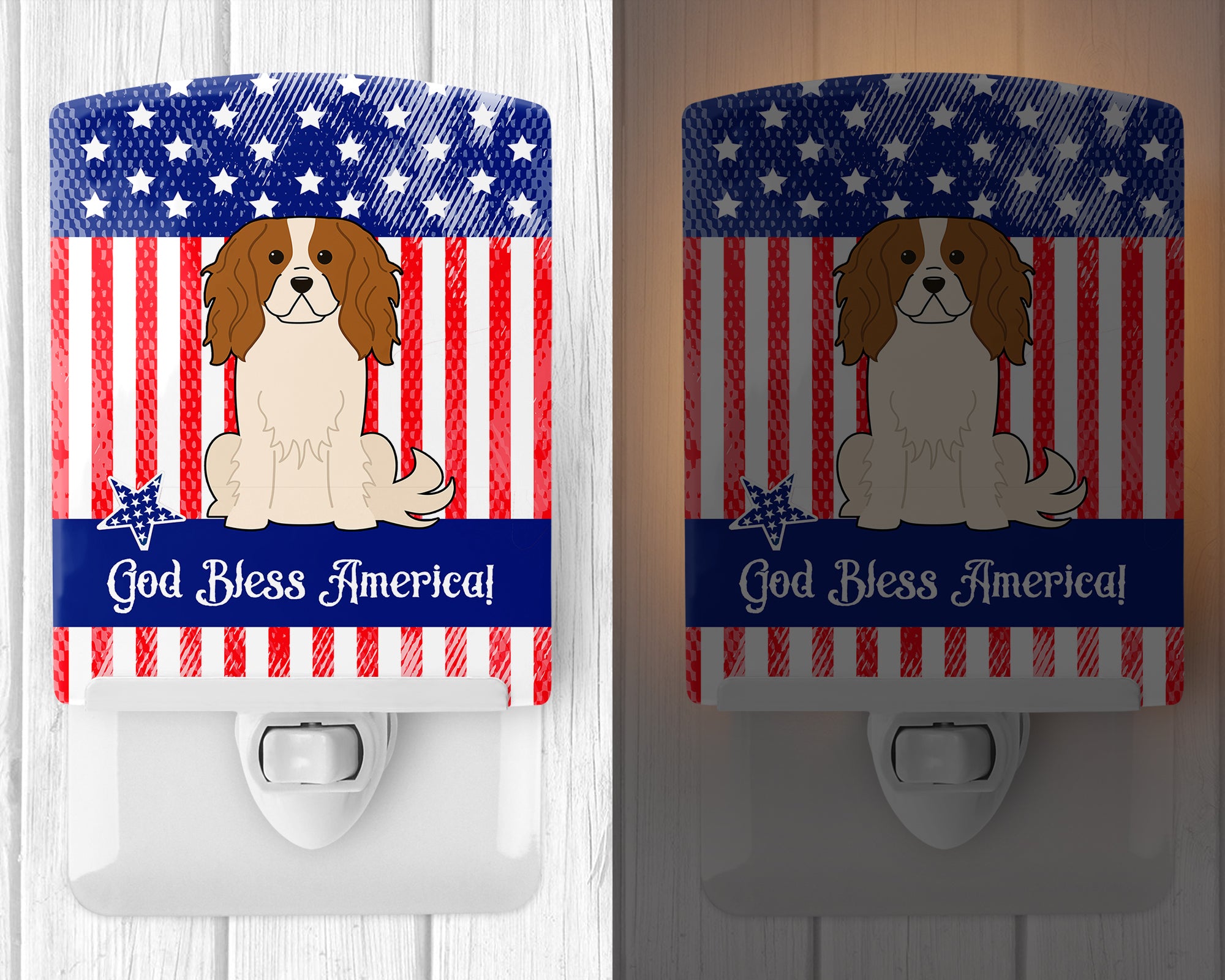 Patriotic USA Cavalier Spaniel Ceramic Night Light BB3053CNL - the-store.com