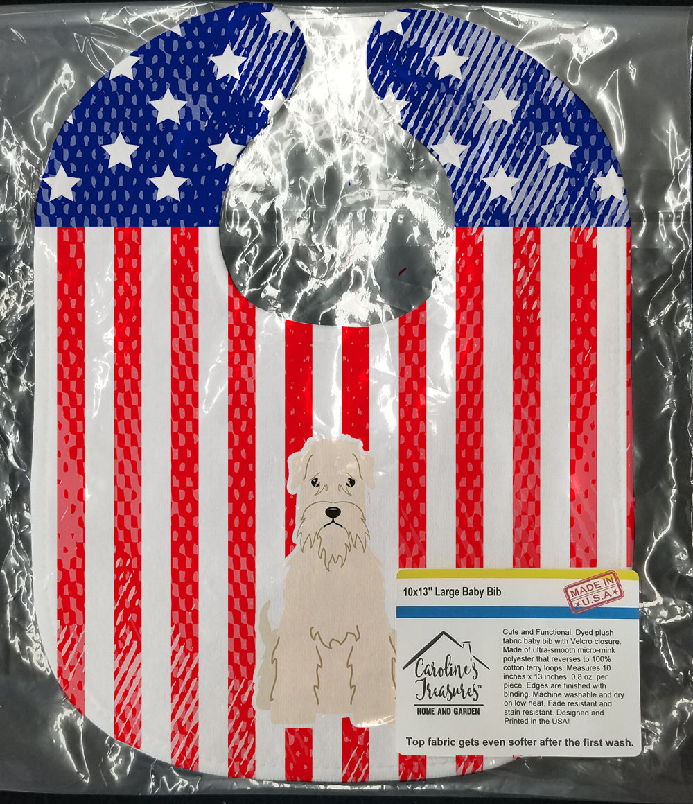 Patriotic USA Soft Coated Wheaten Terrier Baby Bib BB3056BIB - the-store.com