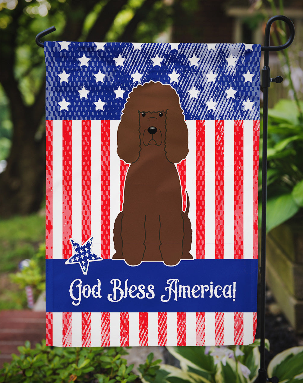 Patriotic USA Irish Water Spaniel Flag Garden Size  the-store.com.