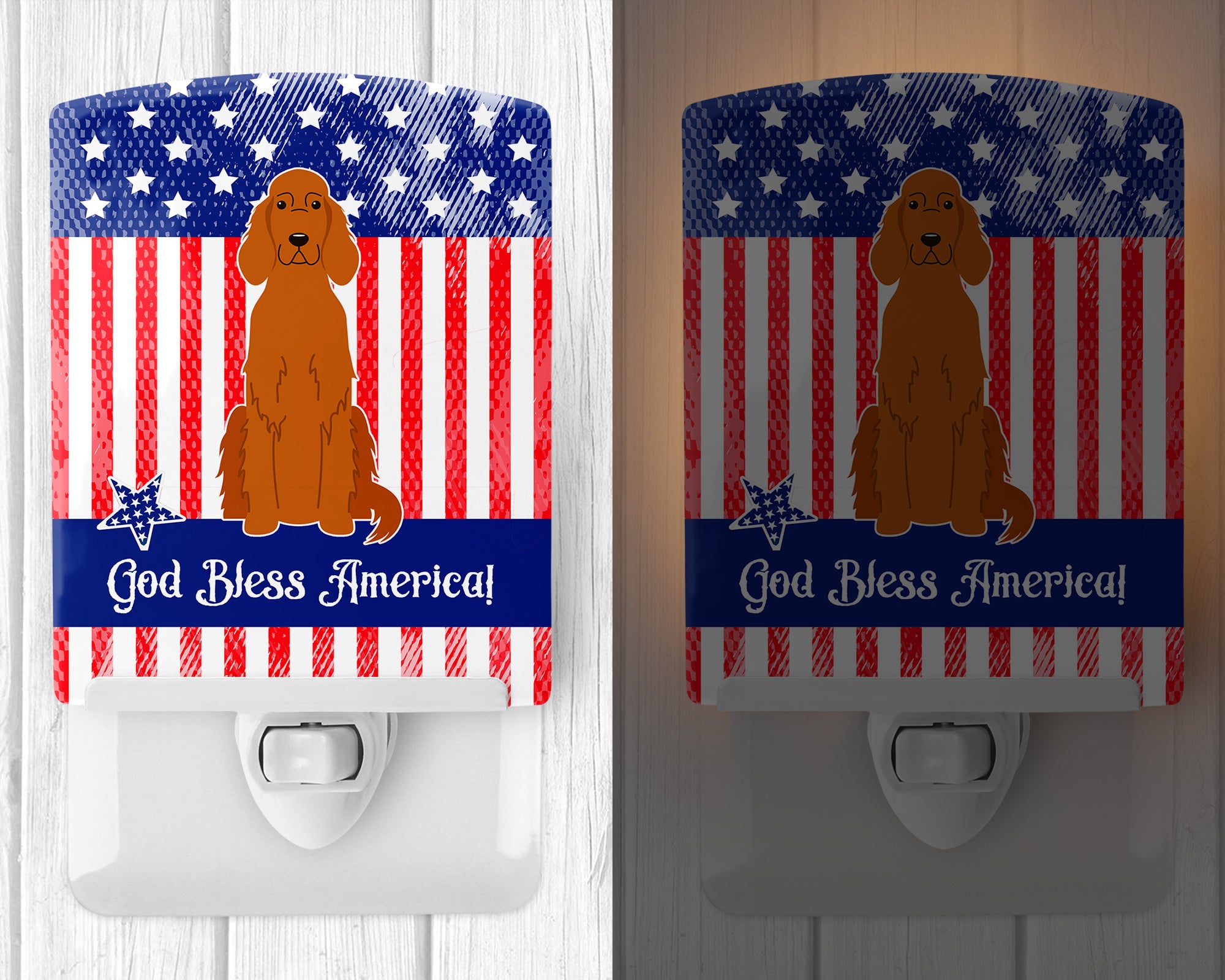 Patriotic USA Irish Setter Ceramic Night Light BB3059CNL - the-store.com