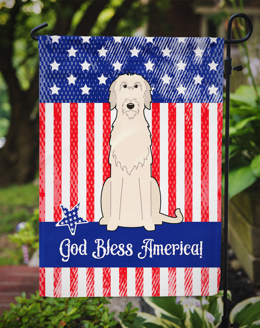 Patriotic USA Irish Wolfhound Flag Garden Size  the-store.com.