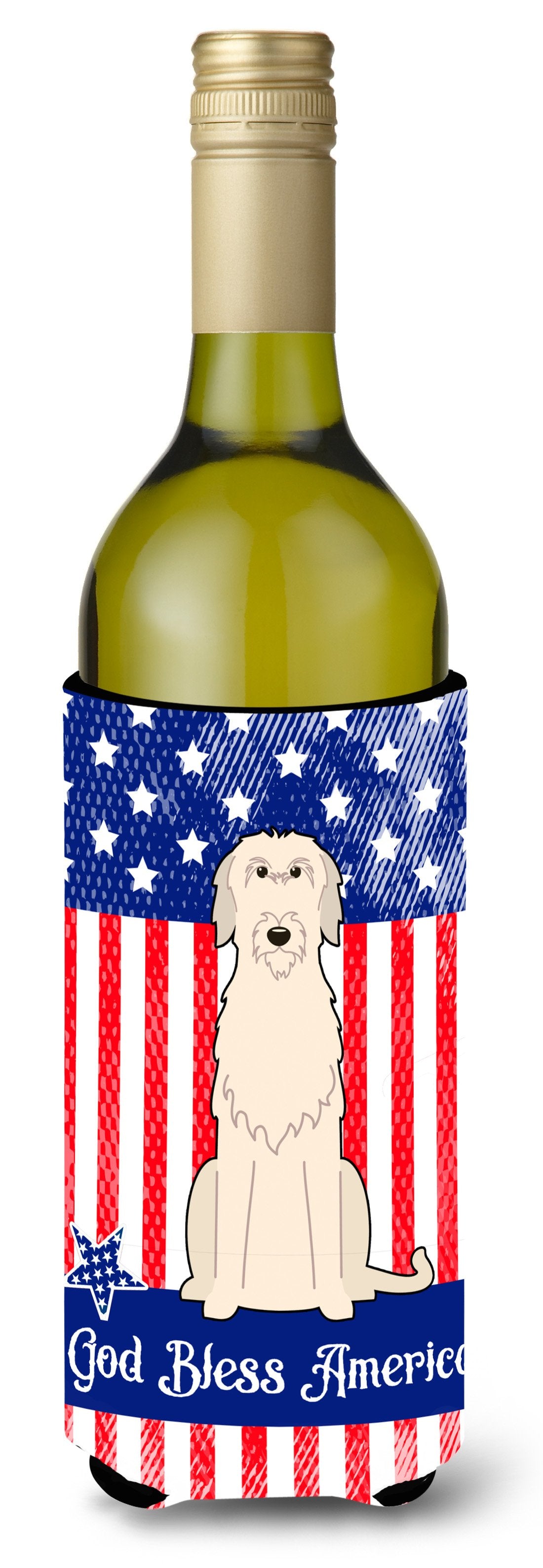 Patriotic USA Irish Wolfhound Wine Bottle Beverge Insulator Hugger by Caroline&#39;s Treasures