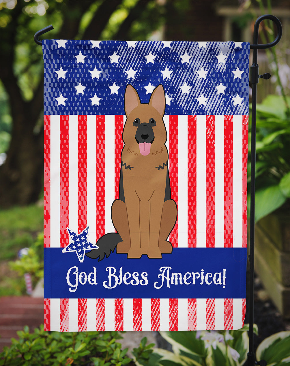 Patriotic USA German Shepherd Flag Garden Size  the-store.com.