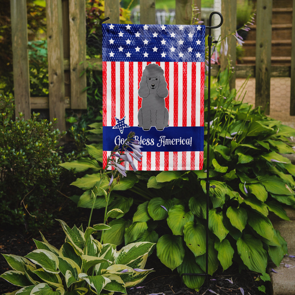 Patriotic USA Poodle Silver Flag Garden Size  the-store.com.