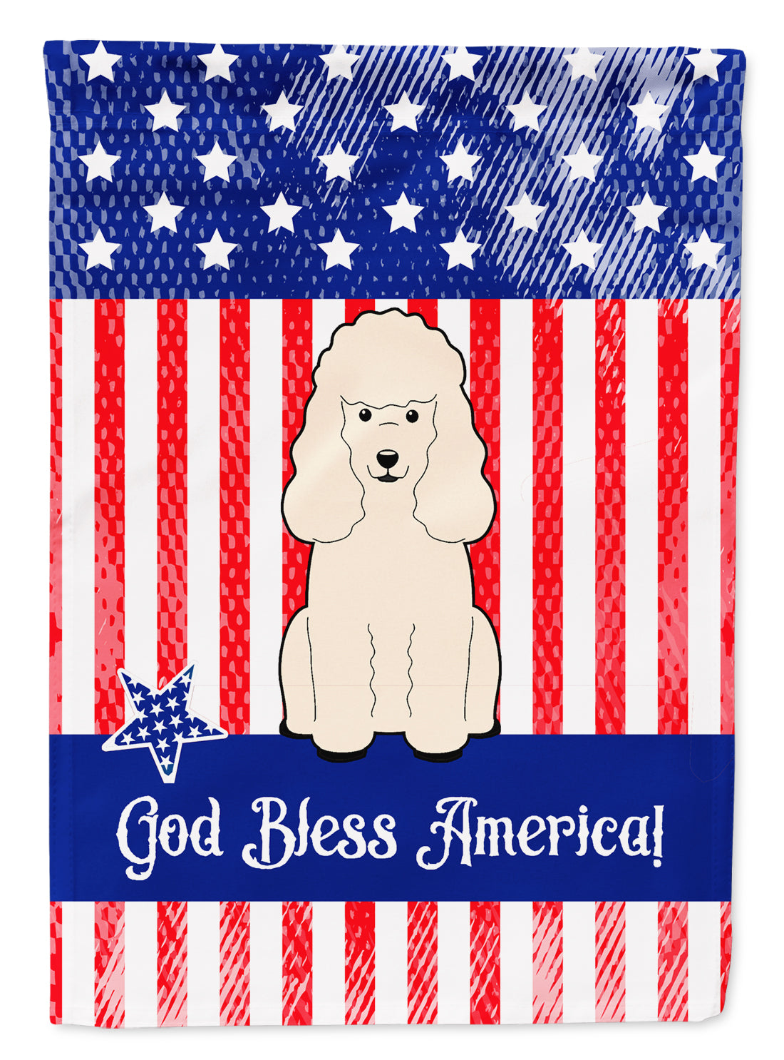 Patriotic USA Poodle White Flag Garden Size  the-store.com.