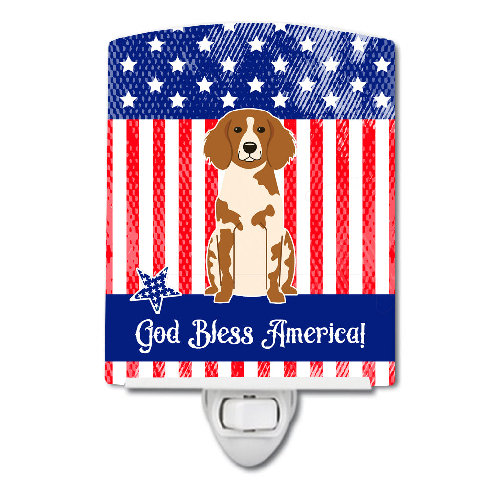 Patriotic USA Brittany Spaniel Ceramic Night Light BB3067CNL - the-store.com