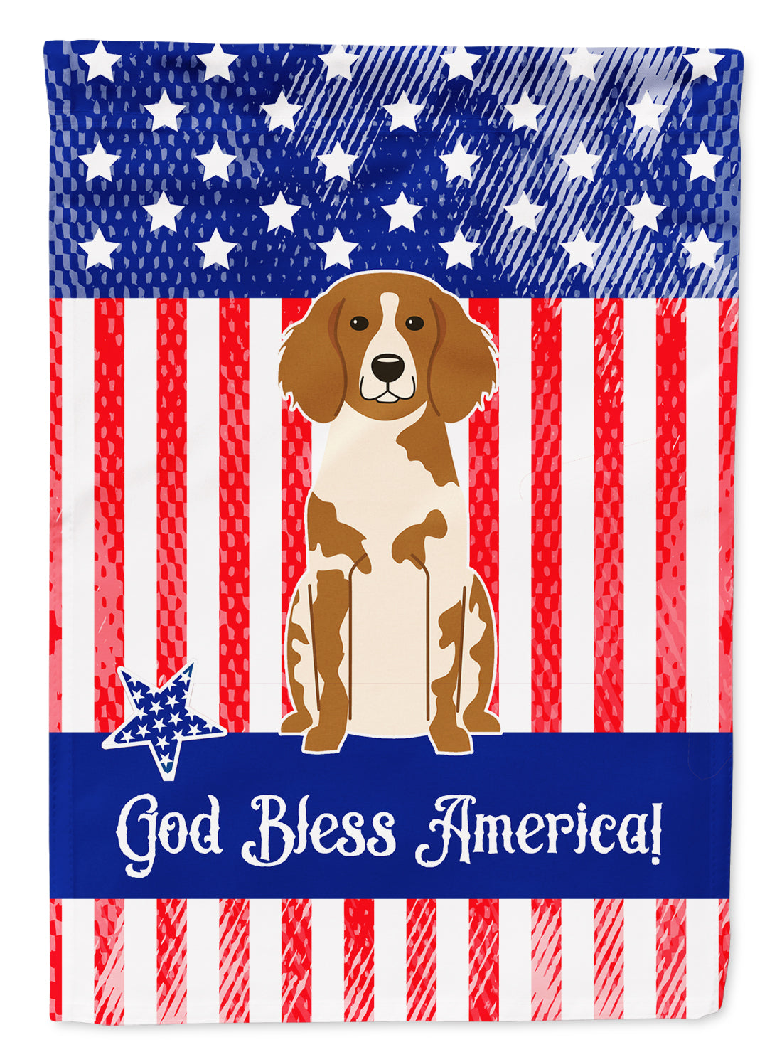 Patriotic USA Brittany Spaniel Flag Garden Size  the-store.com.