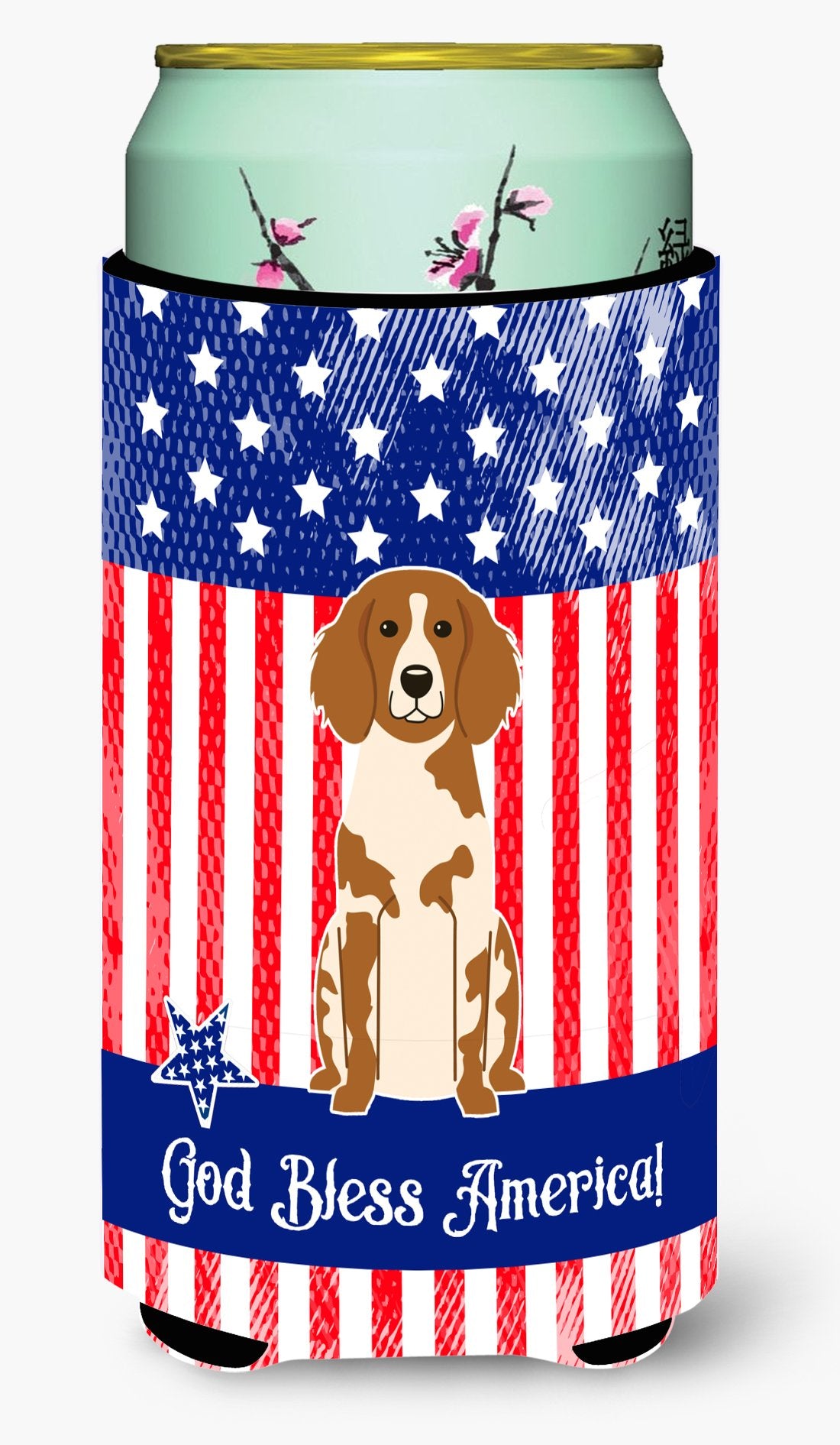 Patriotic USA Brittany Spaniel Tall Boy Beverage Insulator Hugger by Caroline's Treasures