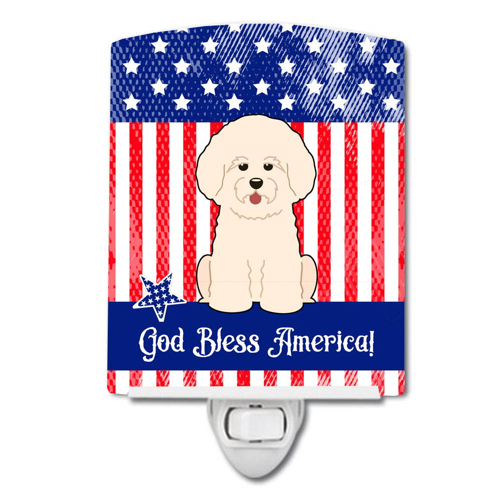 Patriotic USA Bichon Frise Ceramic Night Light BB3070CNL - the-store.com