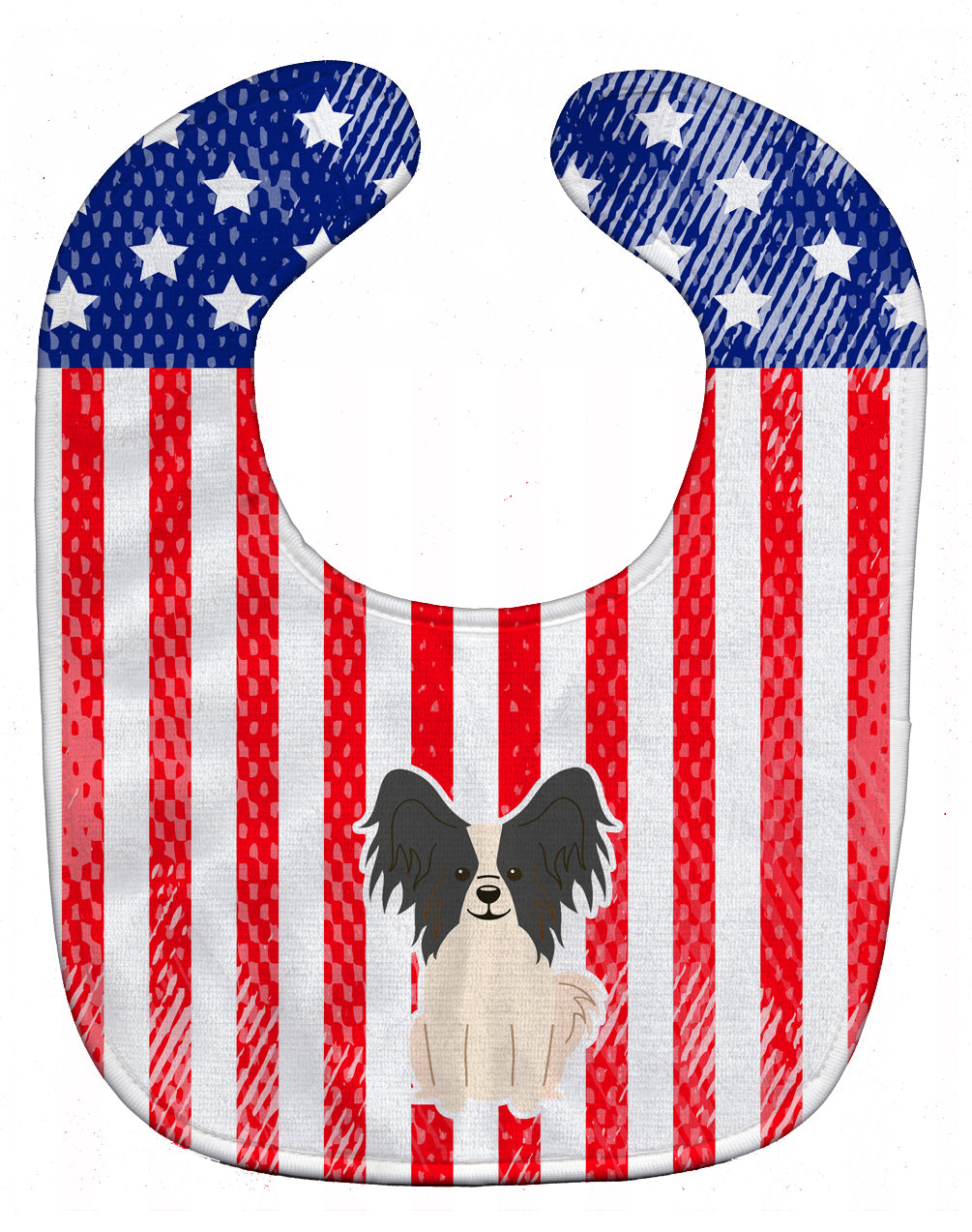 Patriotic USA Papillon Black White Baby Bib BB3071BIB - the-store.com